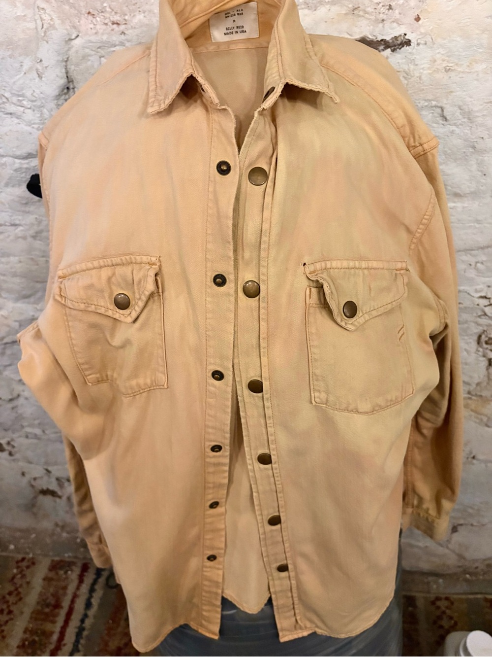 Billy Reid Light Tan Button-Front Casual Shirt Jacket